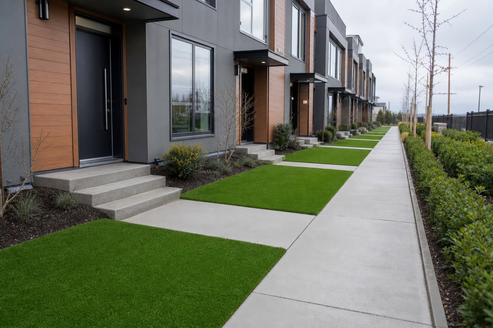 Commercial strata artificial turf installation in the Fraser Valley near Abbotsford, BC